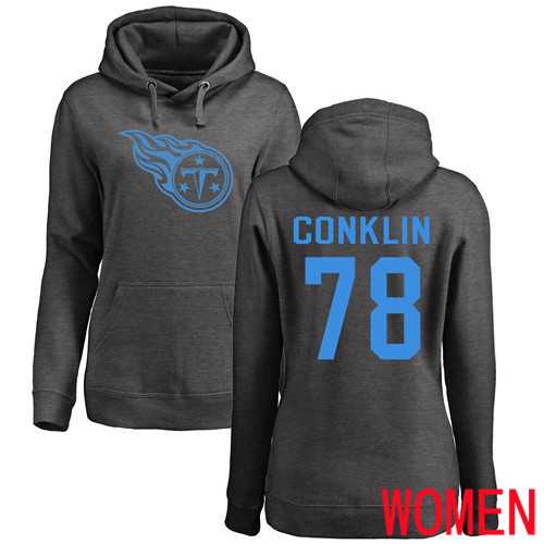 Tennessee Titans Ash Women Jack Conklin One Color NFL Football #78 Pullover Hoodie Sweatshirts->women nfl jersey->Women Jersey